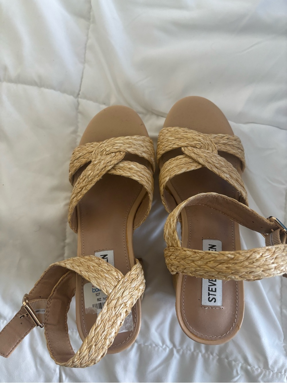 Steve Madden Braided Tan Strap wedges